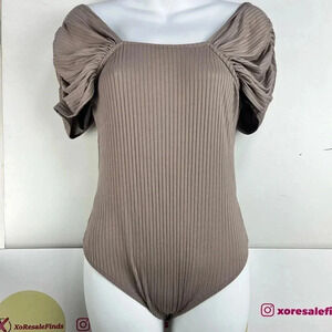 Charlotte Avery Rib Knit Thong Tee T-Shirt Bodysuit…